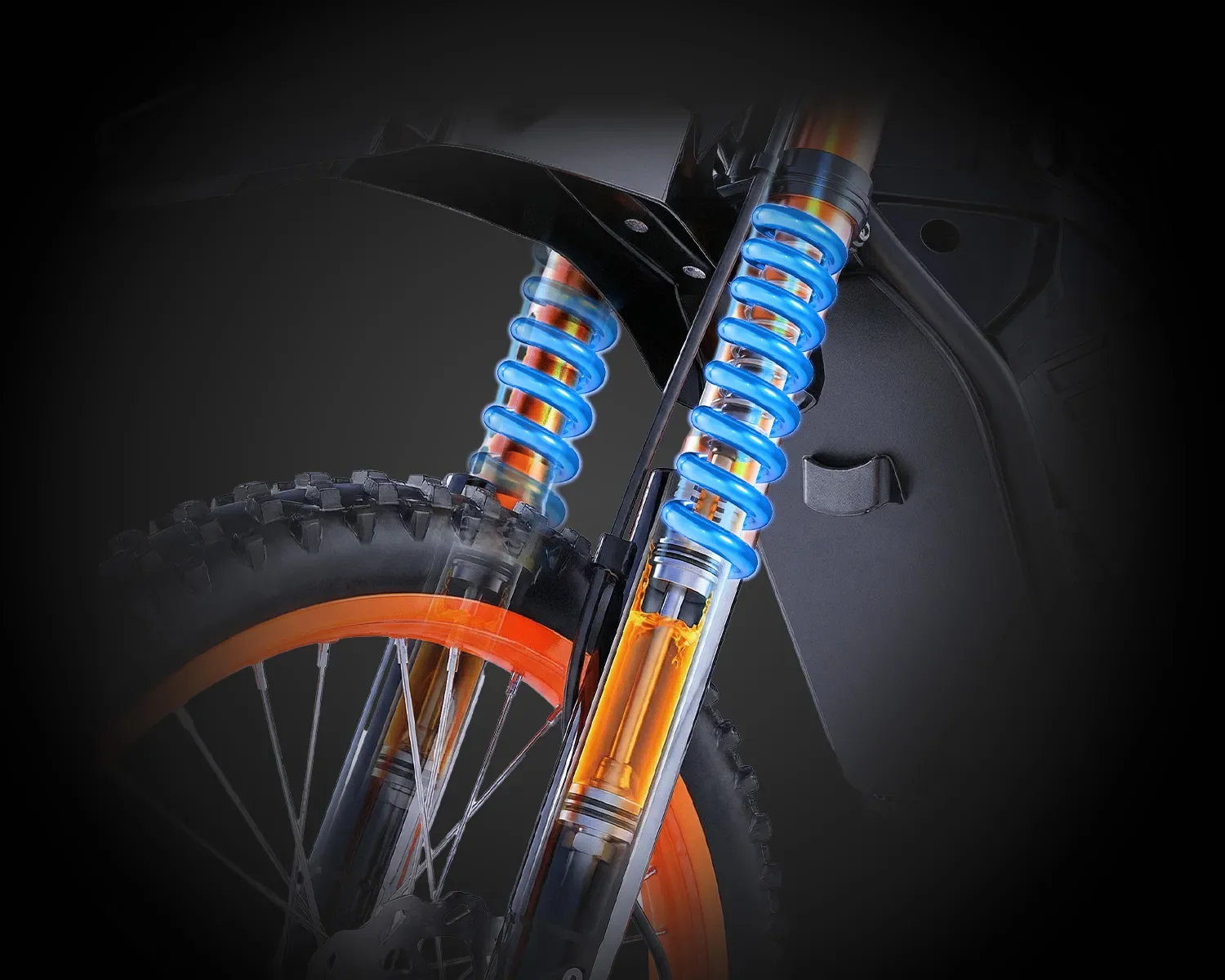 Supplier illustration of the hydraulic front suspension
